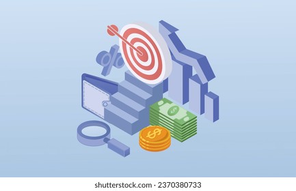 3D financial goals .3D design.isometric vector design Illustration.