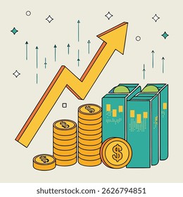 3D Financial Growth and Wealth Progress – Economic Market Profit and Investment Concept