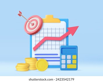 3d Finanzinvestitionen. Handel oder Marktbewegung. Bankeinlage, Ertragserfolg. Profit Finance Money Management. 3D-Darstellung. Vektorgrafik