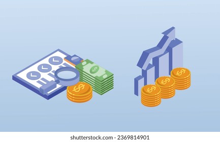 3D financial management.3D design.isometric vector design Illustration.