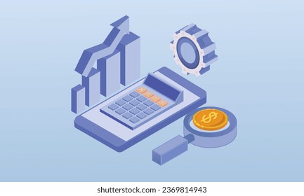 3D Finanzmanagement.3D design.isometrische Vektordesign Illustration.