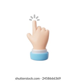 3D finger touch gesture with click and point icons. A vector collection for web search, which depicts a hand in a shirt and suit on a white background.