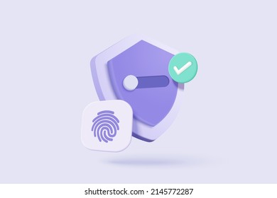 3d fingerprint cyber secure icon. Digital security authentication concept. 3d finger scan for authorization, identity cyber secure. 3d fingerprint scanning sign vector render illustration - Shutterstock ID 2145772287