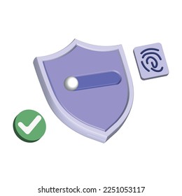 3d fingerprint cyber secure icon. Digital security authentication concept. 3d finger scan for authorization, identity cyber secure. 3d fingerprint scanning sign vector render illustration.