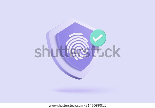 3d fingerprint cyber secure icon. Digital\
security authentication concept. 3d finger print scan for\
authorization, identity. 3d fingerprint scanning sign vector render\
illustration on background