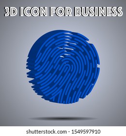 3D Fingerprint, touch id Icon vector illustration. Technology theme icon from iot set. Isometric flat seo design. Digital web objects and symbols for app, vlog, blog, business, social media