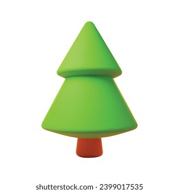 Icono de árbol de abetos 3d. Resumen de árbol de Navidad aislado en un fondo blanco. Ilustración de vacaciones de invierno. Vector 10 EPS.