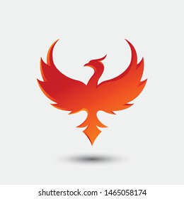 3D fire bird phoenix logo concept. eagle, hawk, falcon and wing vector