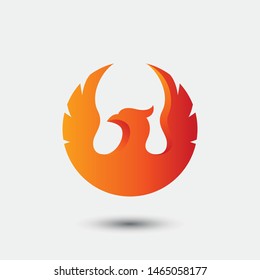 3D fire bird phoenix logo concept. eagle, hawk, falcon and wing vector