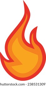 3d fire flame icon with burning red hot sparks isolated on white background. Render sprite of fire emoji, energy and power concept.