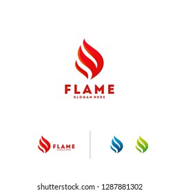 3D Fire Flame Logo design vector template vector