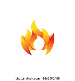 3D fire gradient logo design, fire gradient logo design, flame symbol, campfire logo