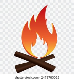 3D fire icons. Fire icon, silhouette. Campfire symbol. Bonfire vector, icon, logo design on white background. Vector illustration of bonfire, campfire,