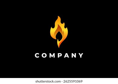 Logotipo de fuego 3D moderno abstracto minimalista