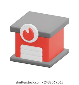 3d fire station icon vector. Isolated on white background. 3d building and architecture concept. Cartoon minimal style. 3d vector building icon render illustration.