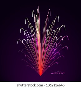 3D firework art. Abstract flower background. Vector illustration.