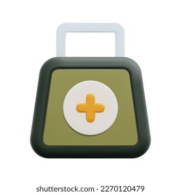 3d first aid kit icon vector. Isolated on white background. 3d healthcare and emergency concept. Cartoon minimal style. 3d ambulance emergency box icon vector render illustration.