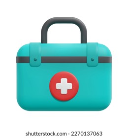 3d vector de icono del kit de primeros auxilios. Aislado sobre fondo blanco. 3d equipo médico, concepto médico y de salud. Dibujo de estilo mínimo. Ilustración vectorial de la caja de emergencia de la ambulancia 3d.