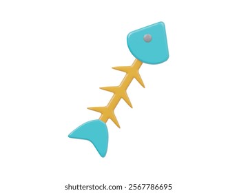 3d fish bone pet icon 3d rendering illustration