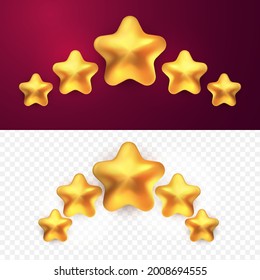 3 d cinco estrellas de oro tipo de caricatura de evaluación de la calificación de productos de clientes