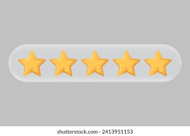 3d five star icon for service rating for satisfaction rating bubble