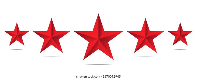 3D Five Star Rating Icon Customer Review and Feedback Concept Vector Design