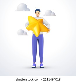 3d five stars the best estimate of performance, the score of five points. people leave feedback and comments, successful work is the highest score vector. 3d vector illustration on white background