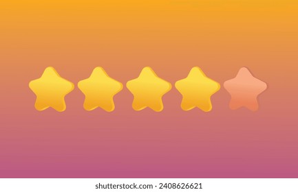 3D Five stars, glossy yellow and pink colors. Customer rating feedback concept from the client about employee of website.3d goal for technology,online social media usage illustration.