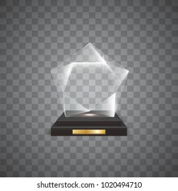 3D five-pointed star acrylic glass trophy award. vector.