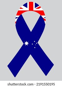 3D Flag of Australia on a fabric ribbon.