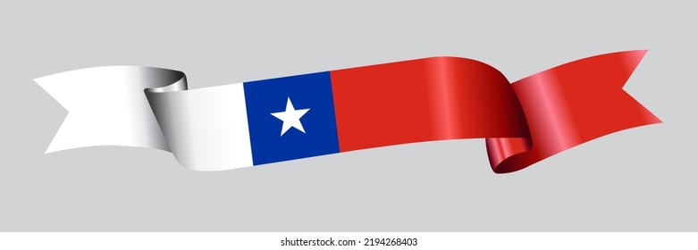 3D Flag of Chile on a fabric ribbon.