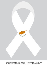 3D Flag of Cyprus on a fabric ribbon.