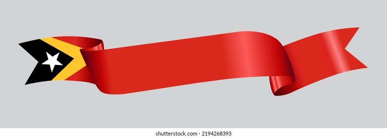 3D Flag Of East Timor On A Fabric Ribbon.