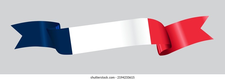 3D Flag of France on a fabric ribbon.