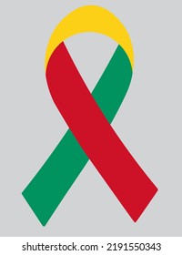 3D-Flagge von Guinea auf einem Stoffband.