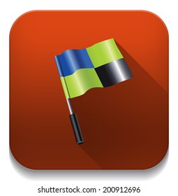 3d flag icon With long shadow over app button