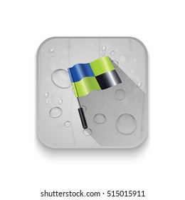 3d flag icon With long shadow over app button