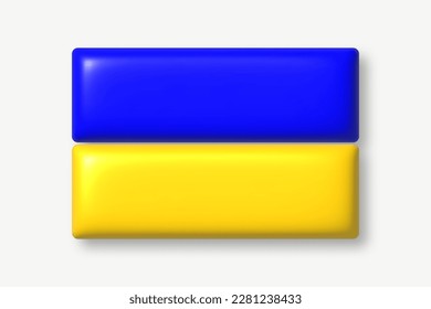 3D-Flaggensymbol. Flagge der Ukraine. 3D-Cartoon-Vektordesign-Element.