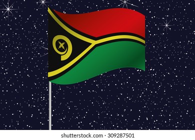 3D Flag Illustration waving in the night sky of the country of  Vanuatu