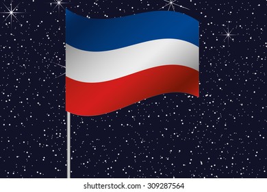 3D Flag Illustration waving in the night sky of the country of  Yugoslavia