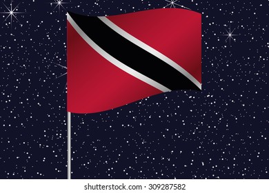 3D Flag Illustration waving in the night sky of the country of Trinidad and Tobago