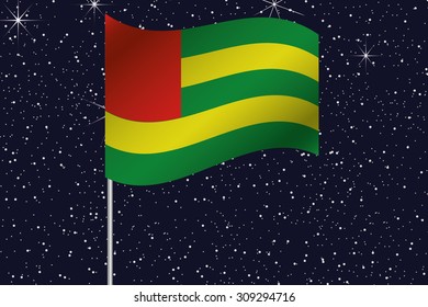 3D Flag Illustration waving in the night sky of the country of  Togo