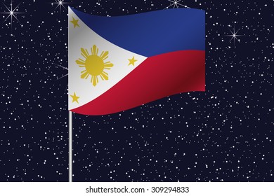 3D Flag Illustration waving in the night sky of the country of  Philippines