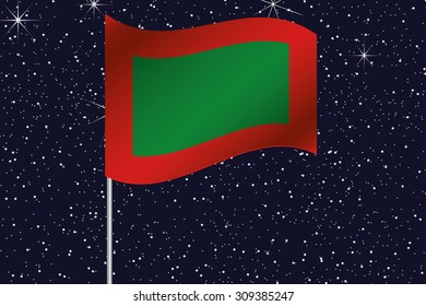 3D Flag Illustration waving in the night sky of the country of Maldives
