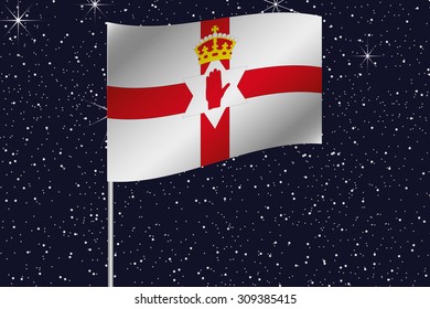 3D Flag Illustration waving in the night sky of the country of Northern Ireland