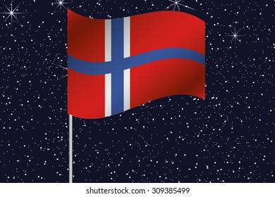 3D Flag Illustration waving in the night sky of the country of Norway