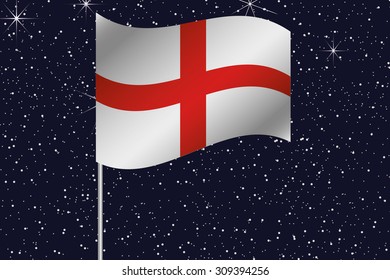 3D Flag Illustration waving in the night sky of the country of  England