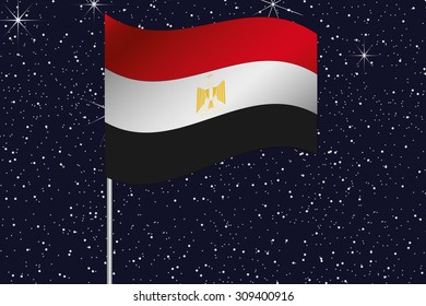 3D Flag Illustration waving in the night sky of the country of  Egypt
