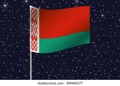 3D Flag Illustration waving in the night sky of the country of Belarus