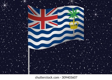 3D Flag Illustration waving in the night sky of the country of  British Indian Ocean Territory